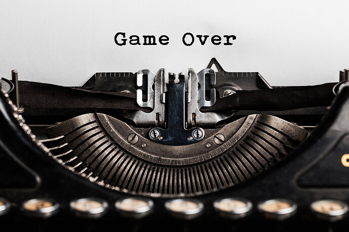 Das Wort "Game Over" auf einer Schreibmaschine