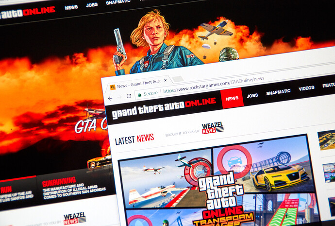 Die Webseite von Grand Theft Auto Online