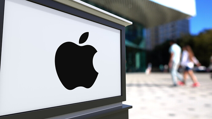 Straßenschild mit Apple-Logo