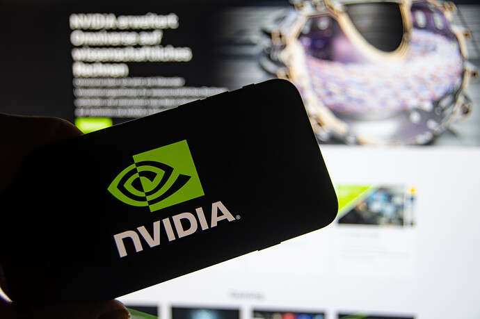 Das Logo von Nvidia auf dem Bildschirm eines Smartphones