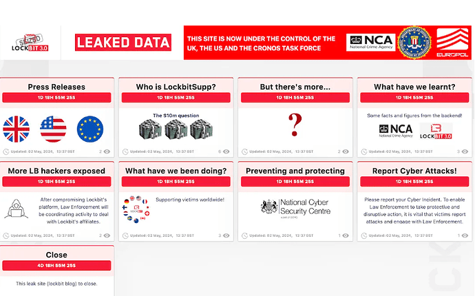 Screenshot der Darknet-Site von Lockbit vom 05.05.2024