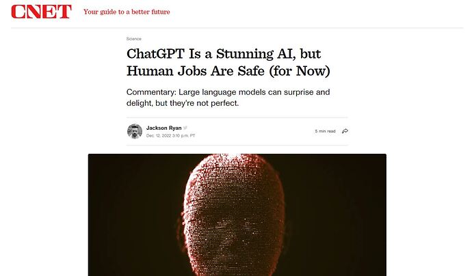 Ein Artikel über ChatGPT auf CNET
