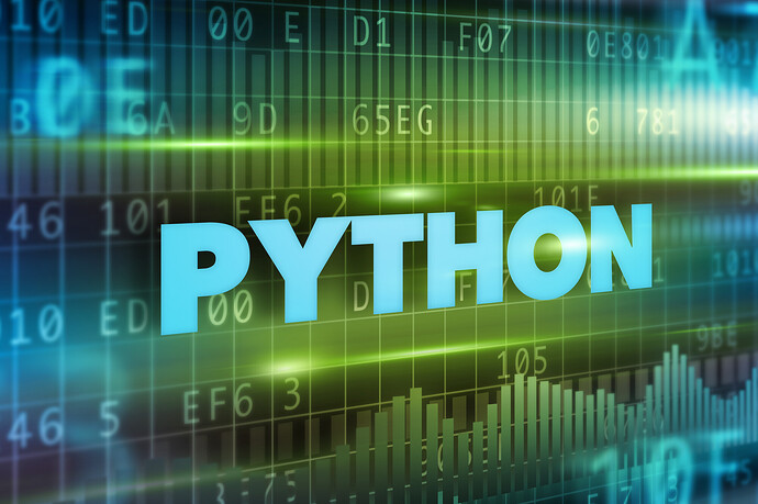Python Software Schriftzug auf grünem Hintergrund mit blauem Text