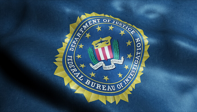 Logo des FBI auf einer Flagge