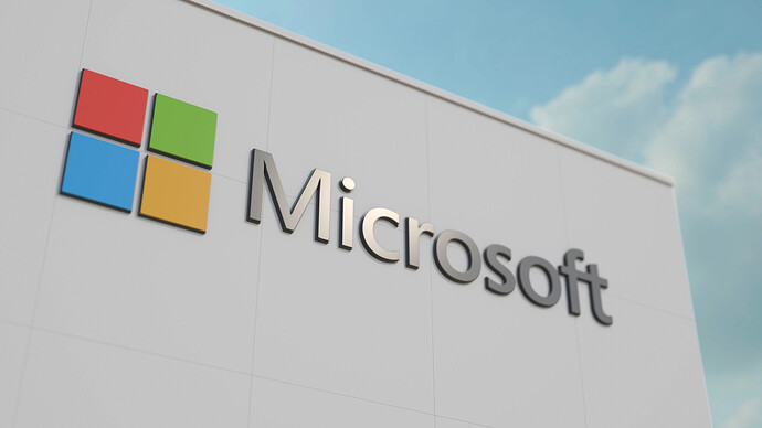 Das Logo von Microsoft an einer Mauer