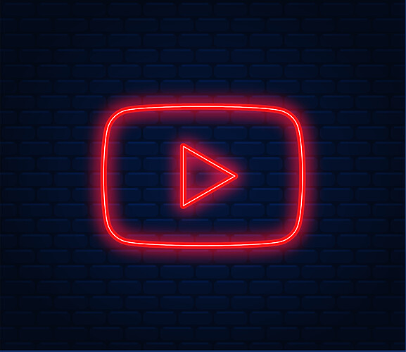 Ein leuchtender YouTube-Button vor einer Mauer