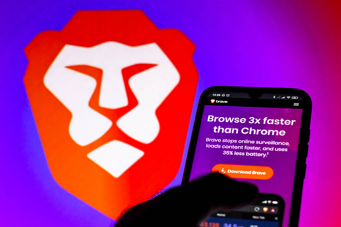 Die Brave-Browser-Seite auf einem Smartphone-Bildschirm