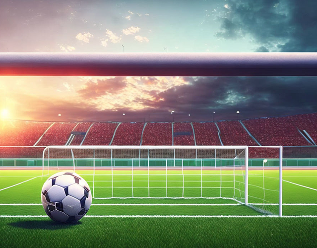 Illegale Sport-Streams, Stadion mit Fußball im Vordergrund