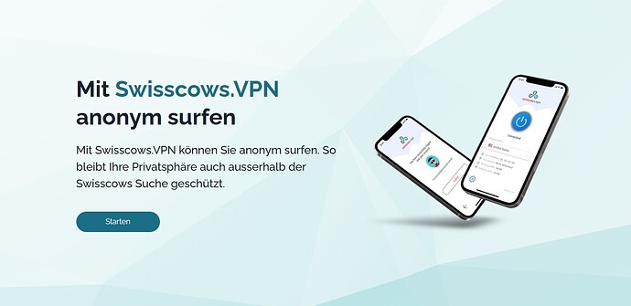 Startbildschirm von Swisscows VPN