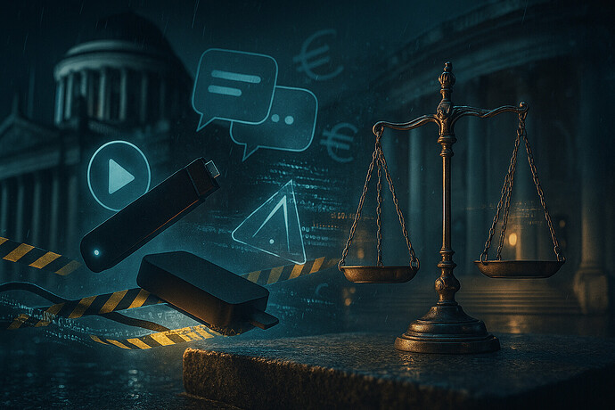 Zwischen Justiz und „Dodgy Boxes“: Vor dem High Court prallen Waage des Rechts und die Schattenökonomie des IPTV aufeinander.