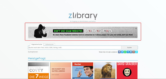 Z-Library warnt seine Nutzer vor Betrug