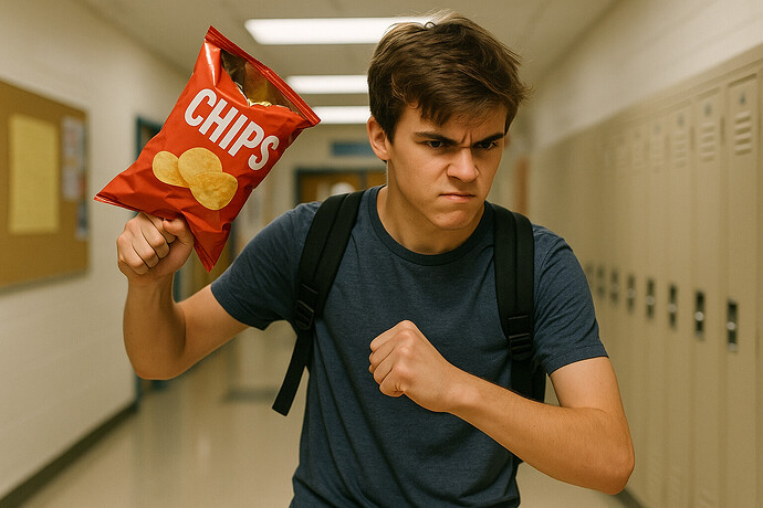 Schüler mit Chipstüte