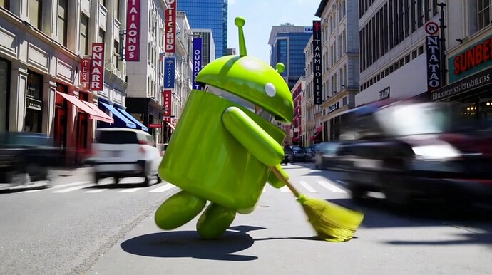 Ein Android-Männchen putzt ordentlich die Straße durch!