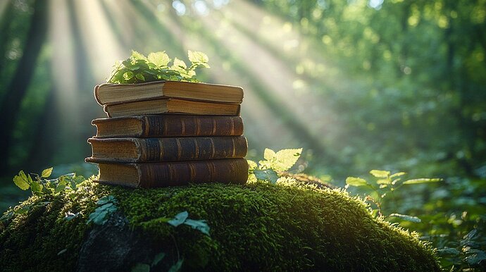 books in a forest