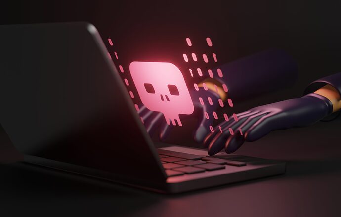 Darstellung eines gerissenen Cyber-Diebs, der Nutzer online per Phishing-Mails betrügt