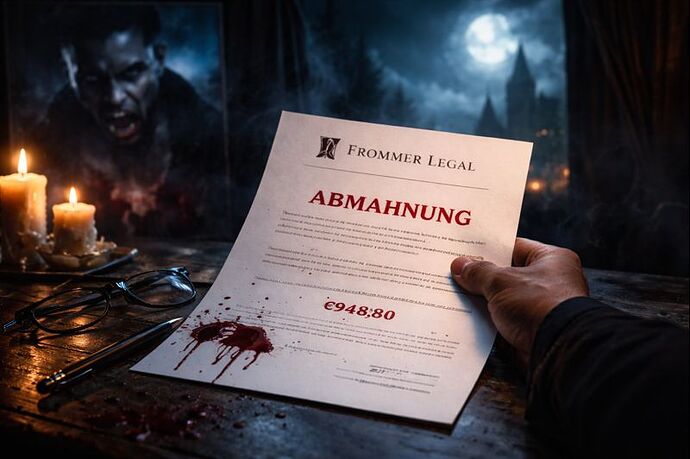 Abmahnung mit Gruselfaktor: Für den Vampirfilm „Sinners“ fordert Frommer Legal bis zu 948,80 Euro.