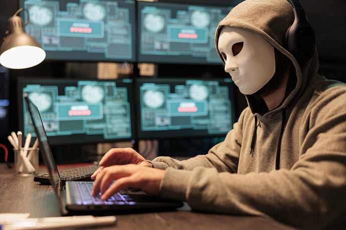 Ein Hacker mit Maske tippt auf einem Keyboard (Symbolbild)