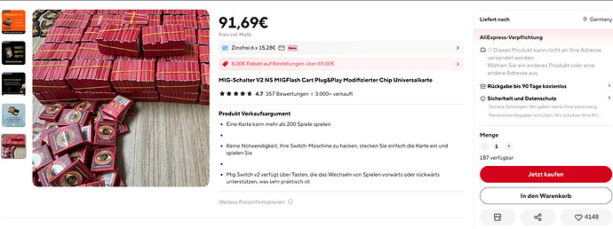 Screenshot von aliexpress.com, MIG Switch v2 im Angebot