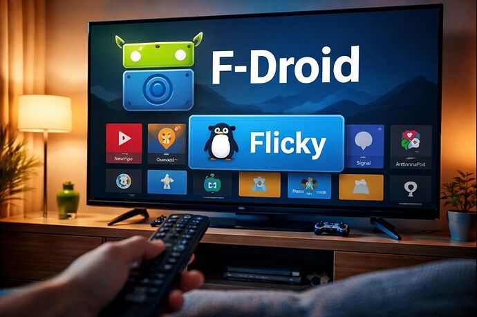 Flicky bringt F-Droid mit einer TV-optimierten Oberfläche auf Android-TV-Geräte.