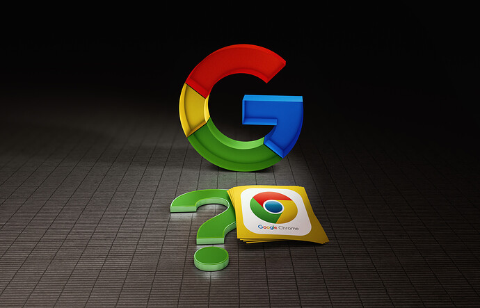 Google Chrome, Google-Logo und Fragezeichen