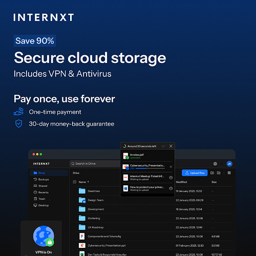 Internxt, Screenshot