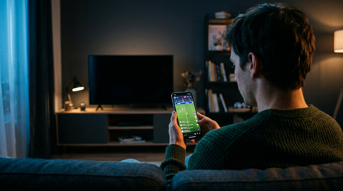Person streamt Live-Sport auf dem Smartphone: Moderne Streaming-Piraterie verlagert sich zunehmend in Social-Media-Feeds.