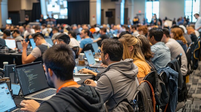 Eine Gruppe konzentrierter Hackathon-Teilnehmer (Symbolbild)