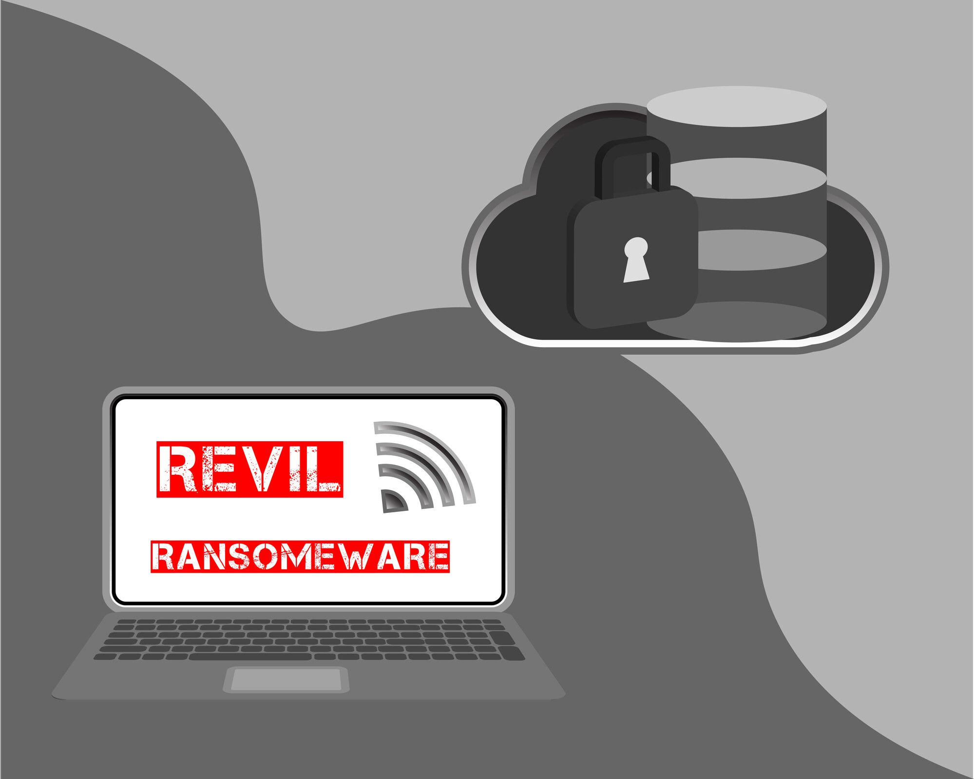 Ein mit REvil-Ransomware verschlüsselter Laptop (Symbolbild)