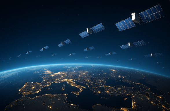 Starlinks globale Präsenz: Satellitenkonstellation über der nächtlich erleuchteten Erde – das digitale Rückgrat aus dem All, das für Stunden verstummte.