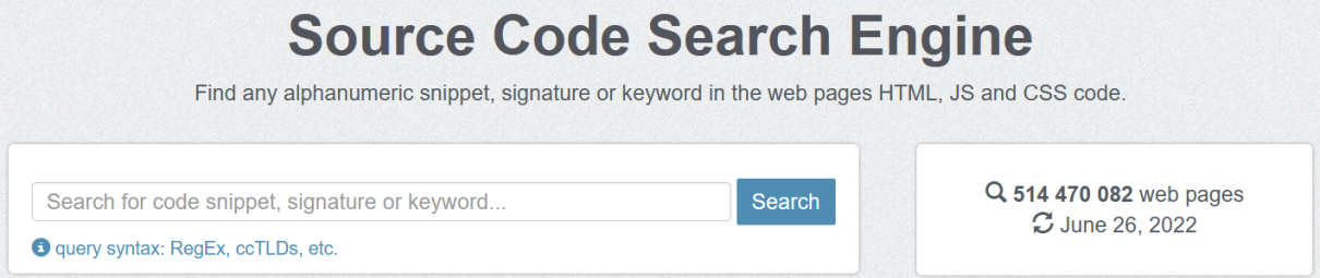 PublicWWW - eine Suchmaschine für Source Codes