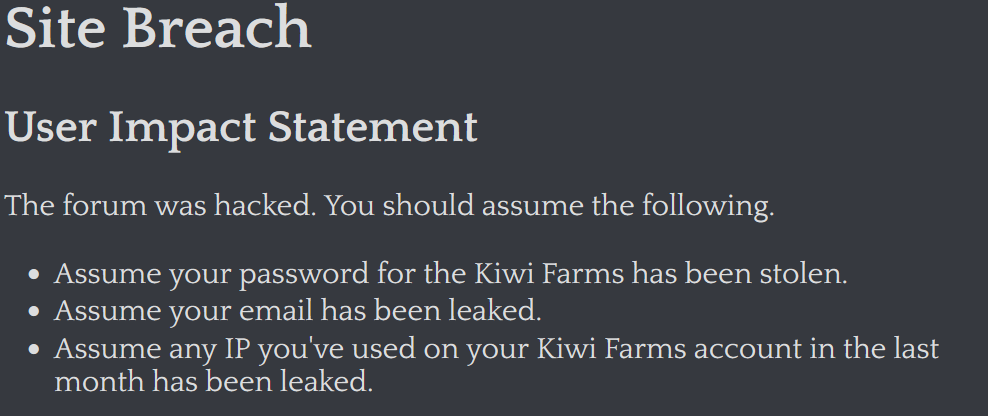 Kiwi Farms - Stellungnahme zu den Auswirkungen auf die User