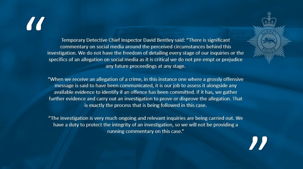 Chief Inspector David Bentley in einem öffentlichen Statement