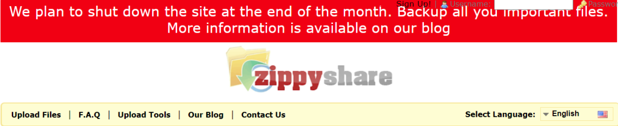 Zippyshare gibt Schließung bekannt