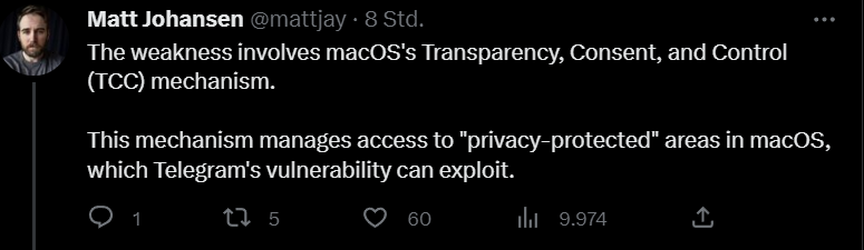 Eine Sicherheitslücke in der Telegram-App im macOS-Appstore