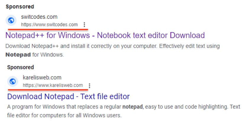 Google Suche nach Notepad++