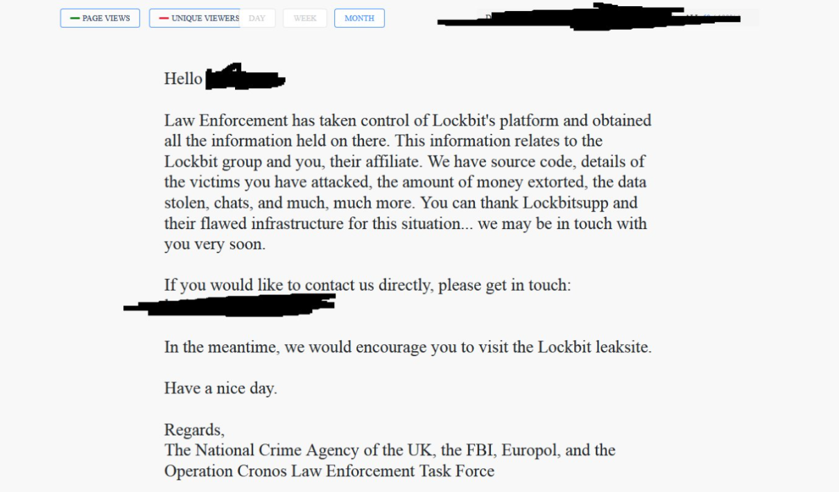 Das FBI hinterlässt eine Nachricht für Lockbit Affiliates