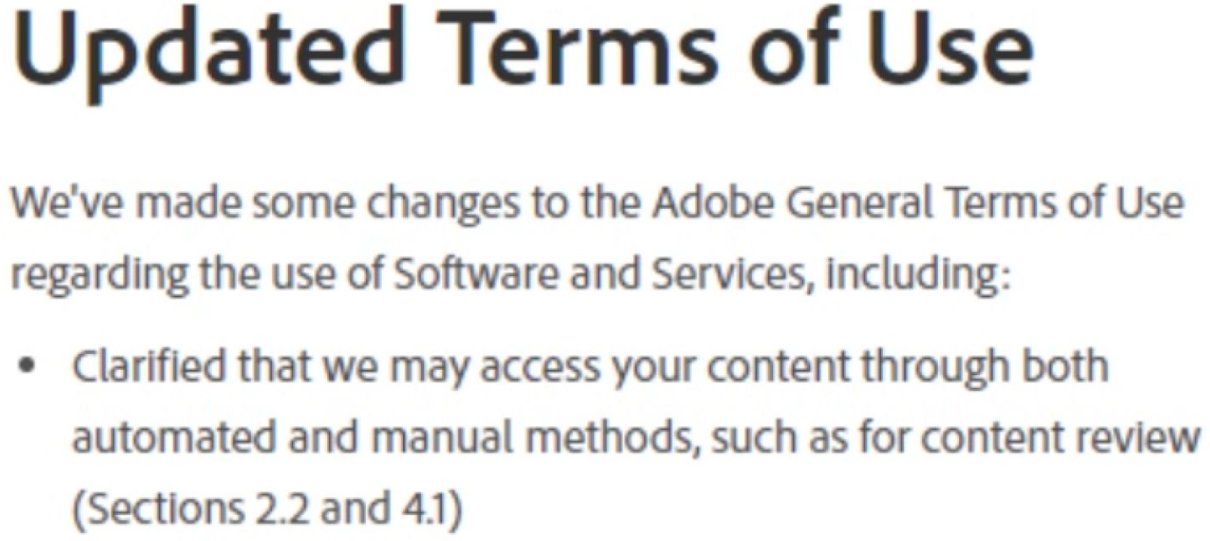 Adobes Neue Nutzungsbedingungen
