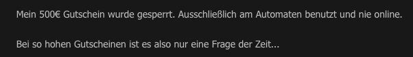 500 EUR Gutschein gesperrt