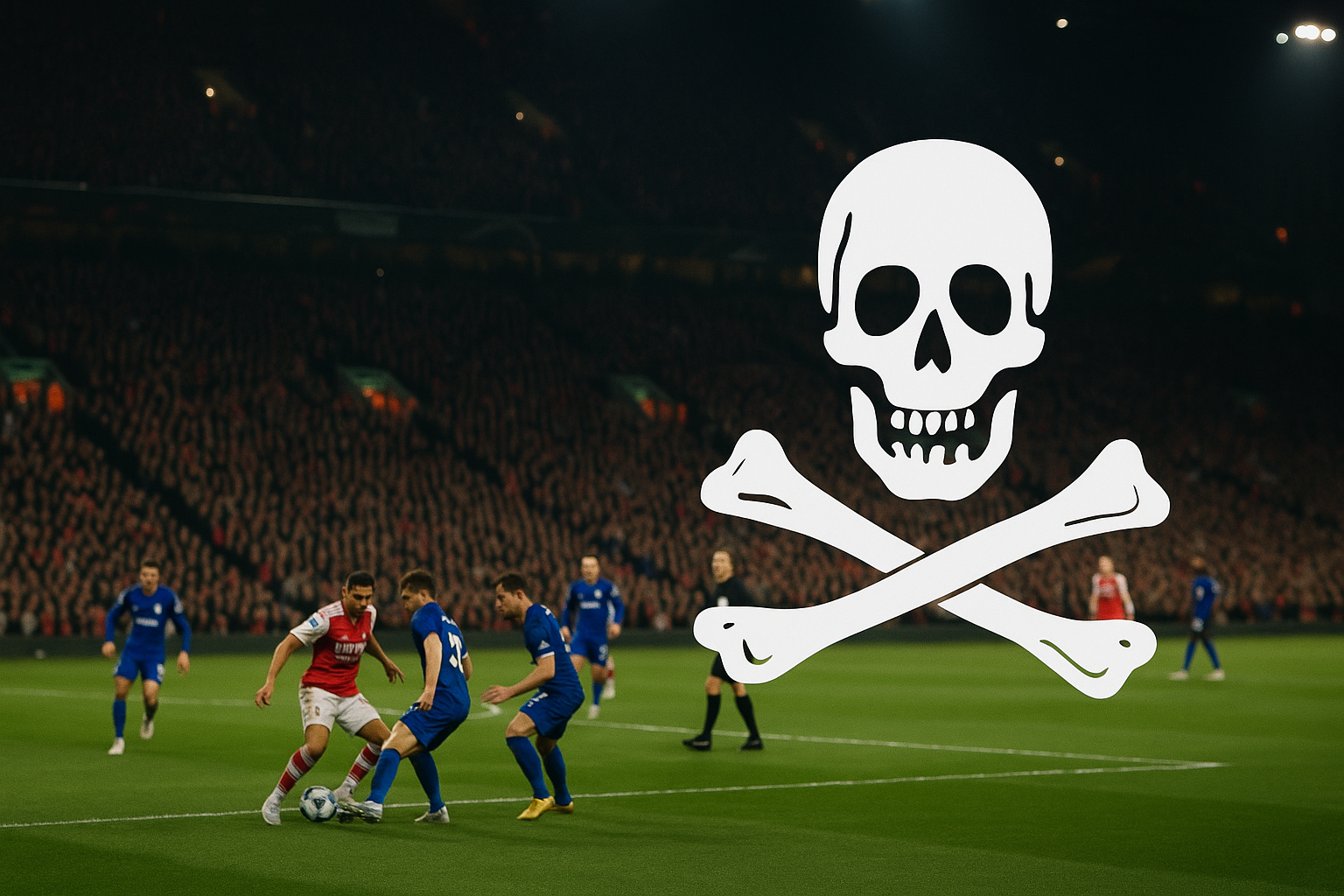 Flutlicht auf dem Rasen, Totenkopf im Stream – der Fußball hat ein Piraterieproblem.