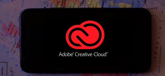 Smartphone mit dem Logo der Adobe Creative Cloud