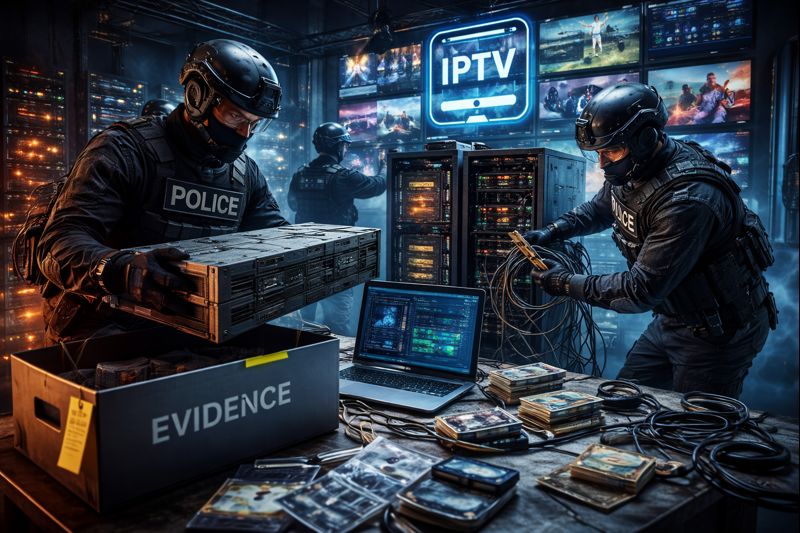 Razzien gegen illegales IPTV: Behörden sichern Server, Hardware und Vertriebswege.