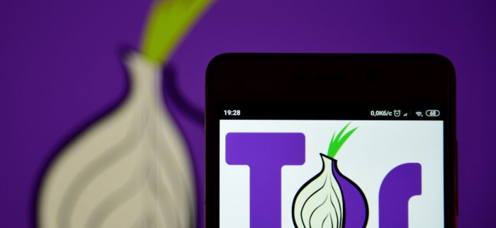 Gegen Zensur: Das Tor-Browser-Logo auf einem Smartphone