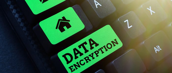 Eine Tastatur mit einer grünen Taste für "Data Encryption"