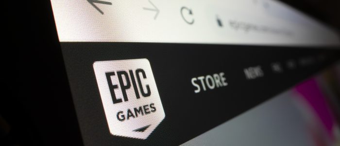 Nahaufnahme des Logos von Epic Games auf deren Website