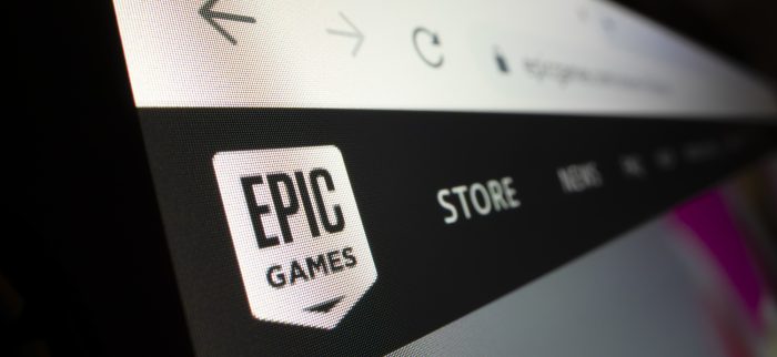 Nahaufnahme des Logos von Epic Games auf deren Website
