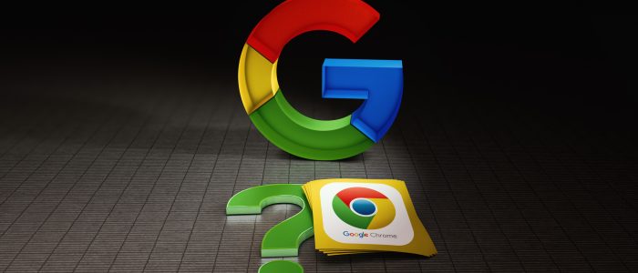 Google Chrome, Google-Logo und Fragezeichen