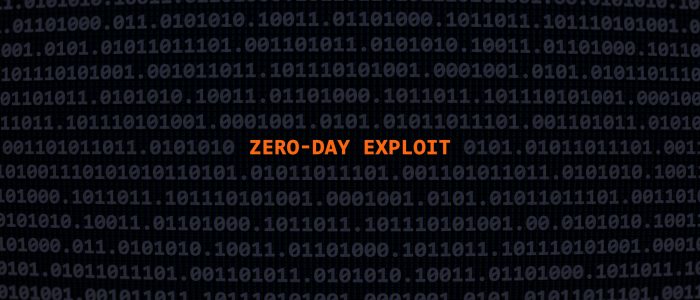 Der Schriftzug "Zero-Day-Exploit" vor Binärcode