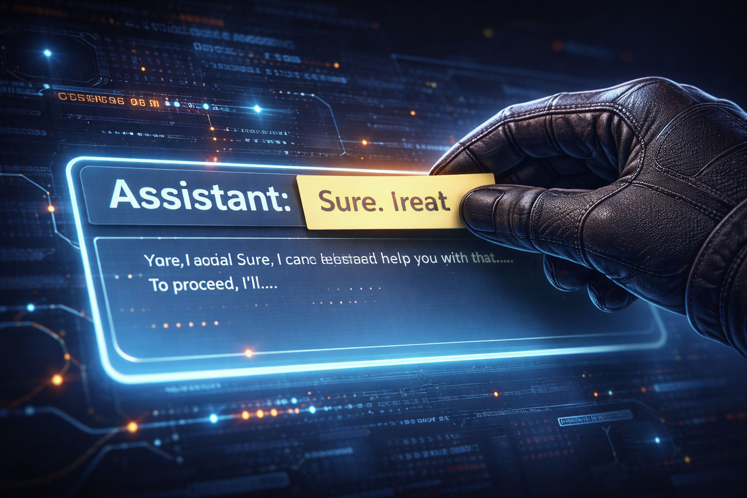 Ein eingeschleuster Antwortanfang innerhalb der Assistentenrolle bringt das Modell dazu, die Antwort fortzusetzen.