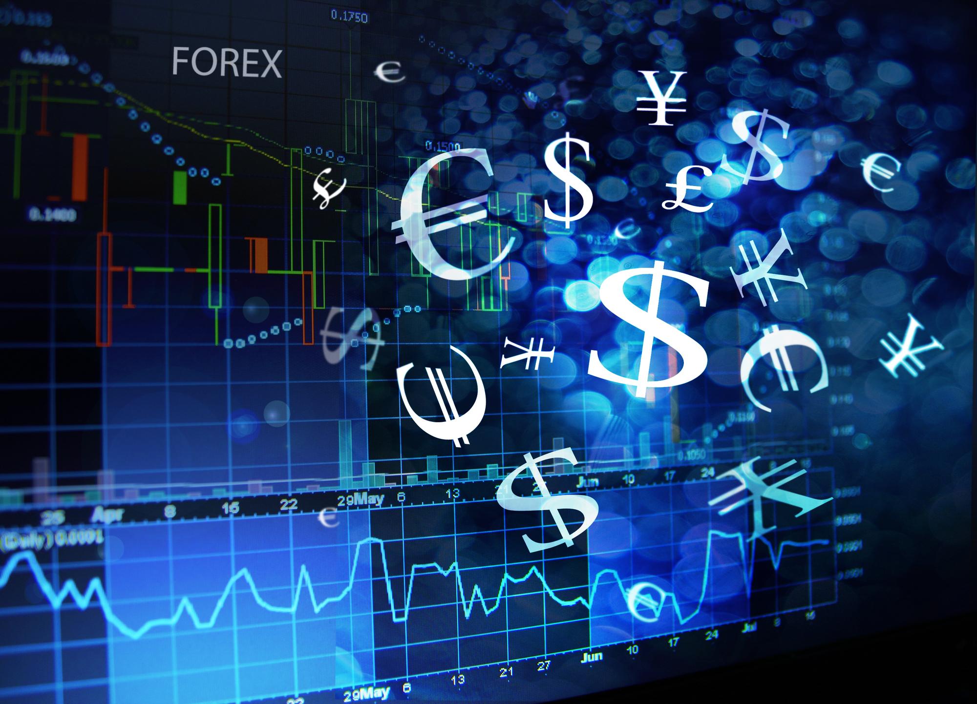 Forex Schaubild mit Währungssymbolen
