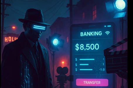 Godfather 2.0“ im Cyber-Filmstudio: Eine virtuelle Banking-App als Bühne für digitalen Datendiebstahl – inszeniert im Schatten von Hollywood.